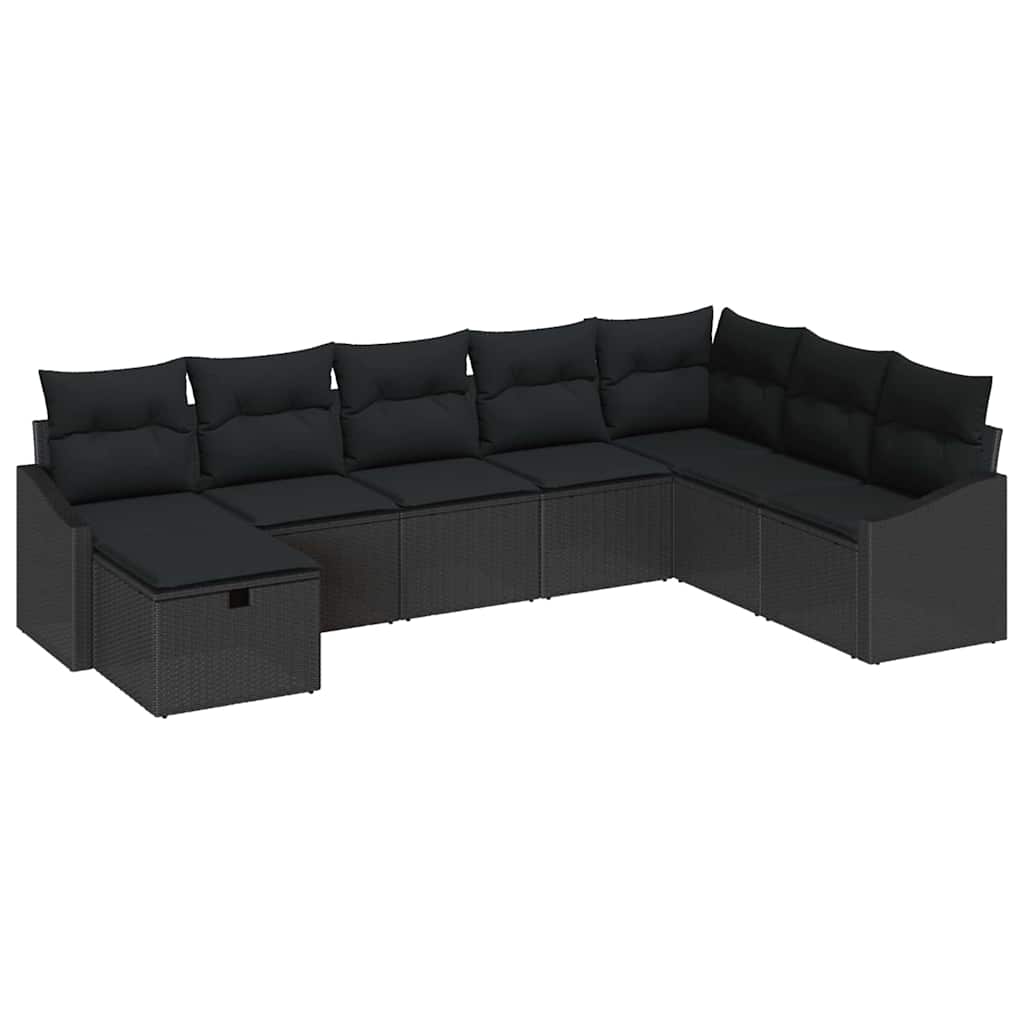 Gartensofa-set mit Kissen mit Speicher 8 pcs Poly-Rattan