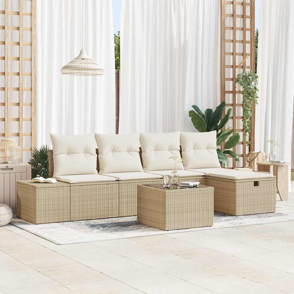vidaXL Ensemble de canapés de jardin avec coussins 6 pcs Beige résine tressée