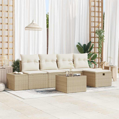 vidaXL Ensemble de canapés de jardin avec coussins 6 pcs Beige résine tressée