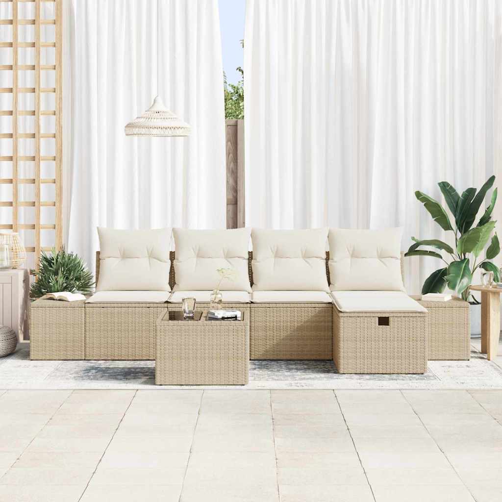 vidaXL Ensemble de canapés de jardin avec coussins 6 pcs Beige résine tressée