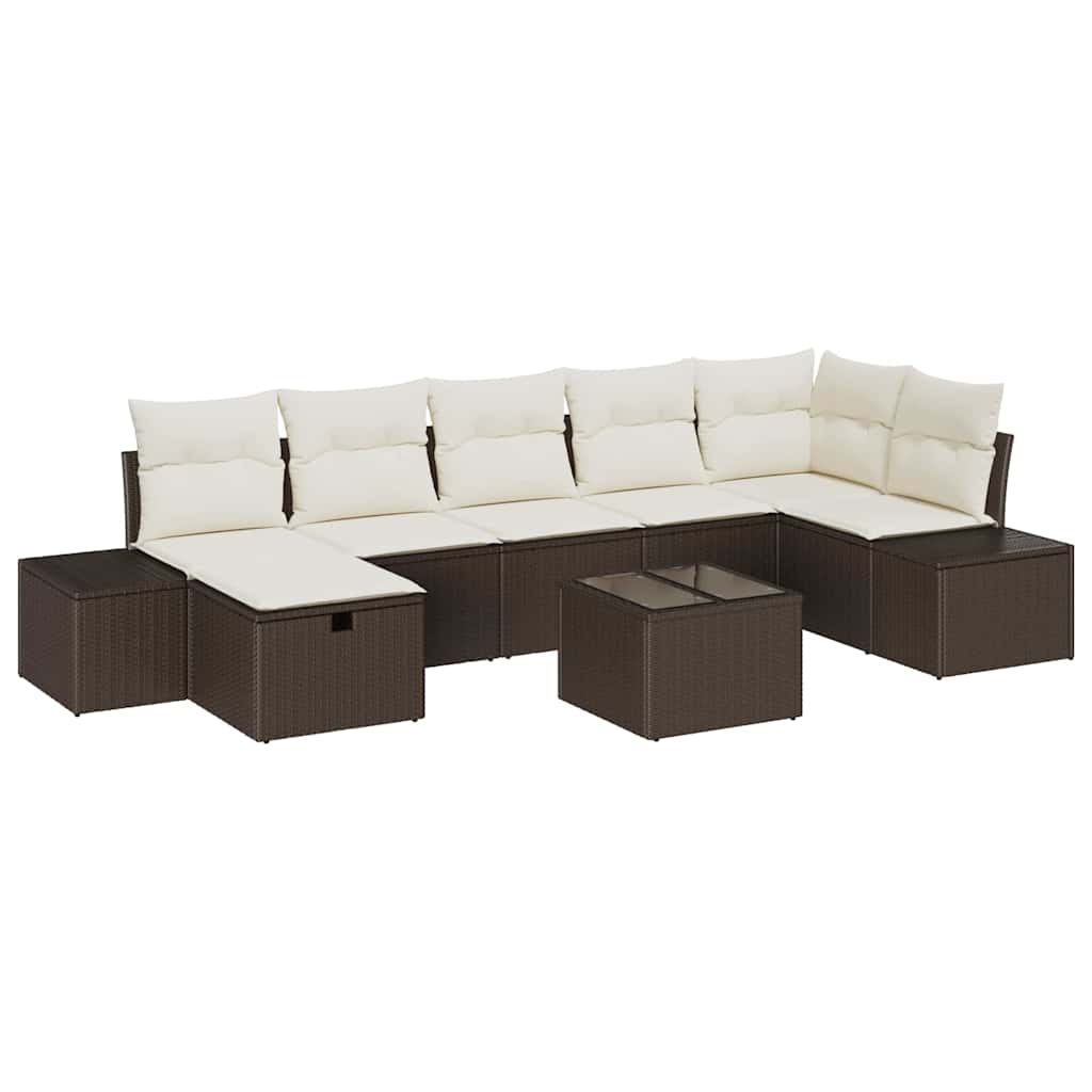 Gartensofa-set mit Kissen 8 pcs Braun Poly-Rattan