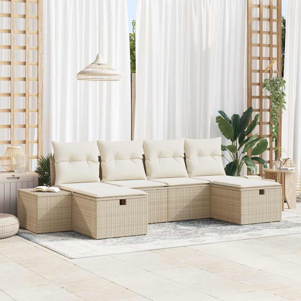vidaXL Ensemble de canapés de jardin avec coussins 6 pcs Beige résine tressée