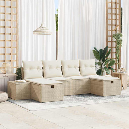 vidaXL Ensemble de canapés de jardin avec coussins 6 pcs Beige résine tressée