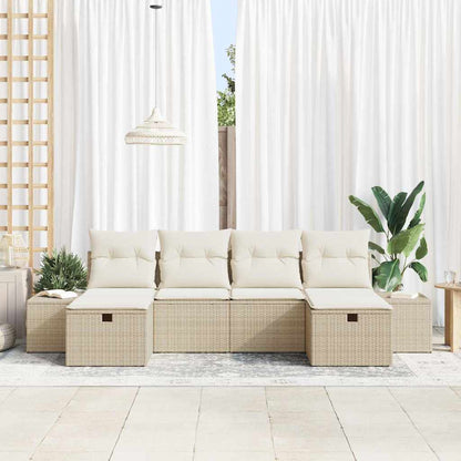 vidaXL Ensemble de canapés de jardin avec coussins 6 pcs Beige résine tressée