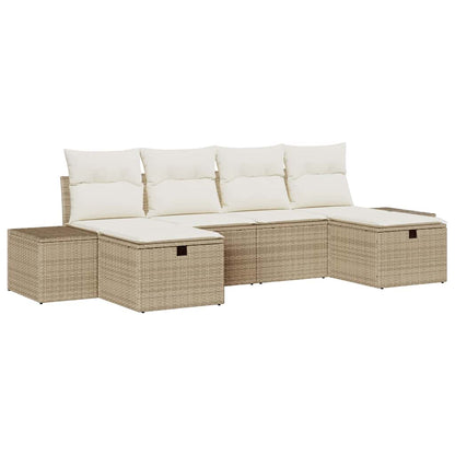 vidaXL Ensemble de canapés de jardin avec coussins 6 pcs Beige résine tressée
