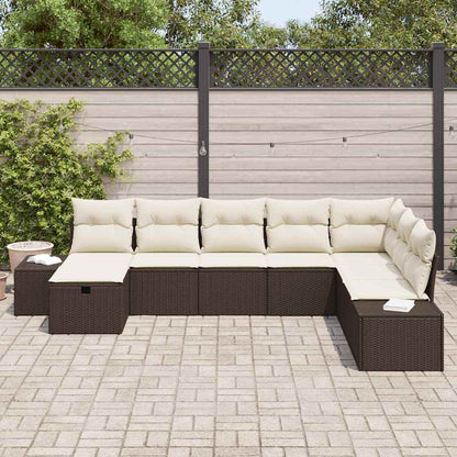 Gartensofa-set mit Kissen 8 pcs Braun Poly-Rattan
