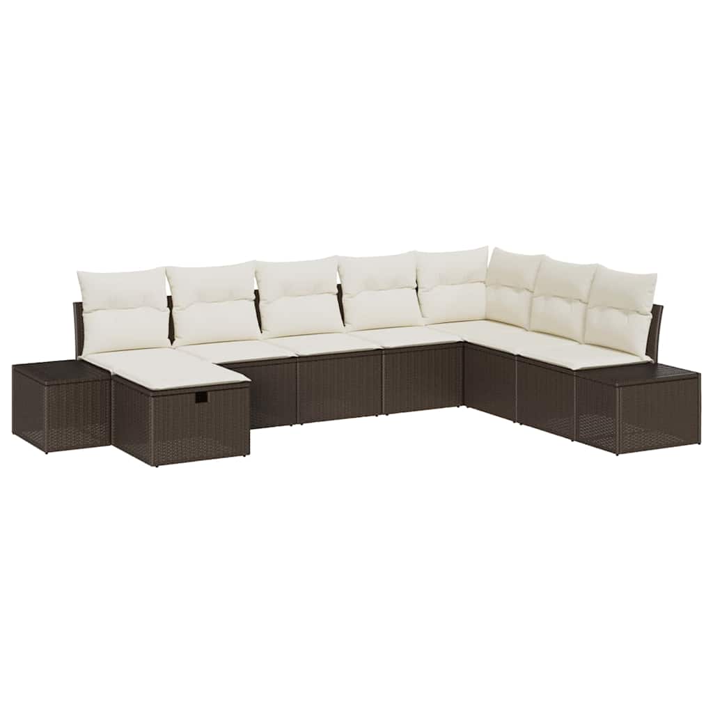 Gartensofa-set mit Kissen 8 pcs Braun Poly-Rattan