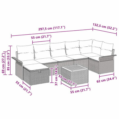 Gartensofa-set mit Kissen 8 pcs Schwarz Poly-Rattan