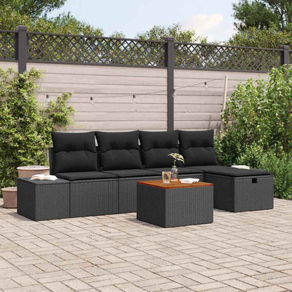 Gartensofa-set mit Kissen 6 pcs Schwarz Poly-Rattan