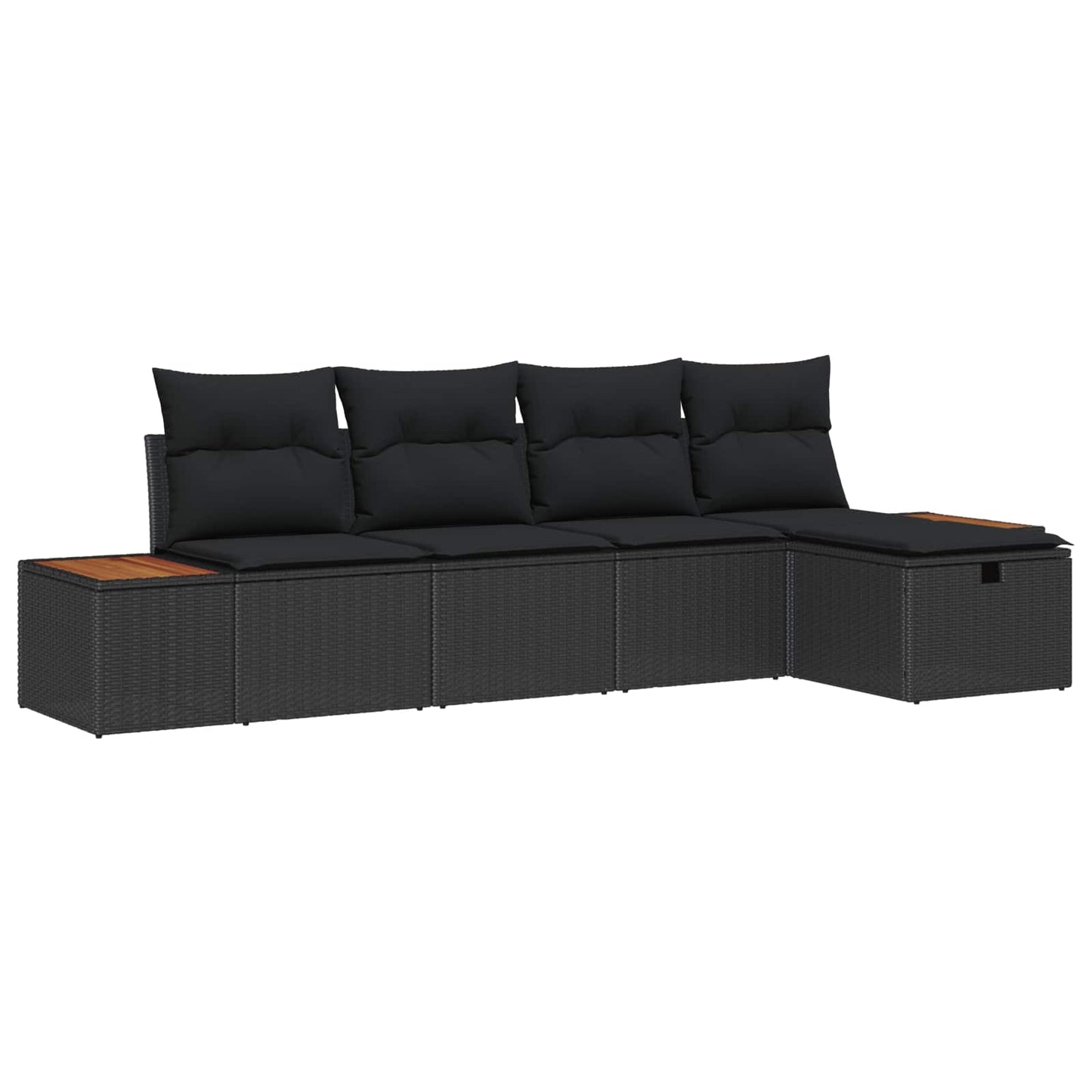 Gartensofa-set mit Kissen 5 pcs Schwarz Poly-Rattan