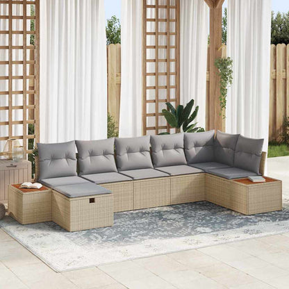 Gartensofa-set mit Kissen 8 pcs Beige Poly-Rattan