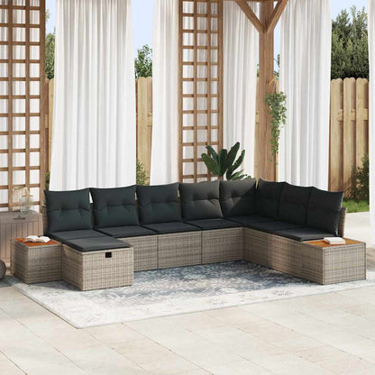 Gartensofa-set mit Kissen 9 pcs Grau Poly-Rattan