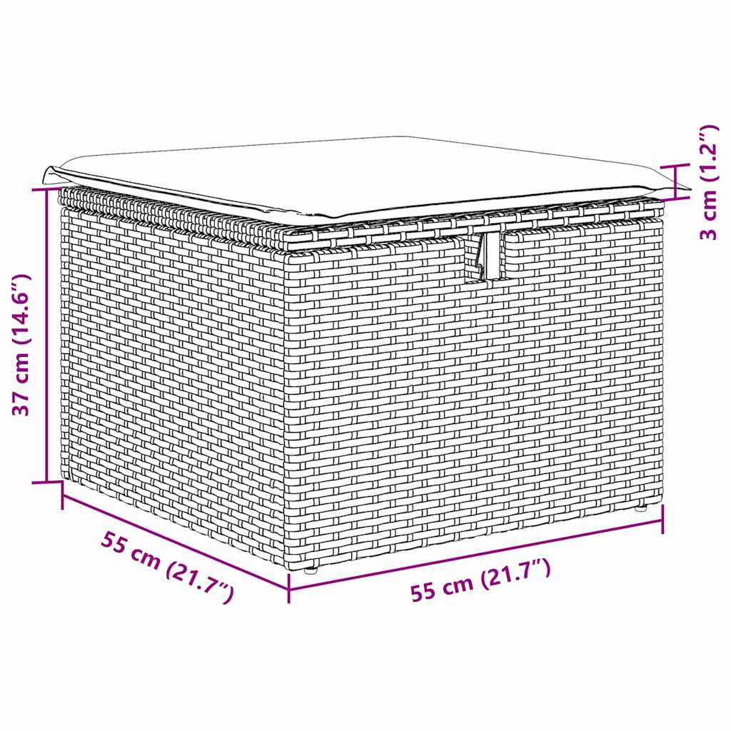 Gartensofa-set mit Kissen 9 pcs Grau Poly-Rattan