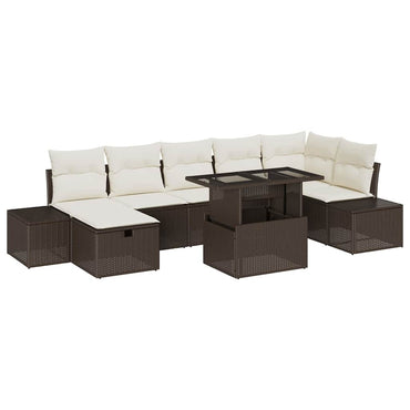 vidaXL Salon de jardin avec coussins et rangement 8 pcs Marron résine tressée