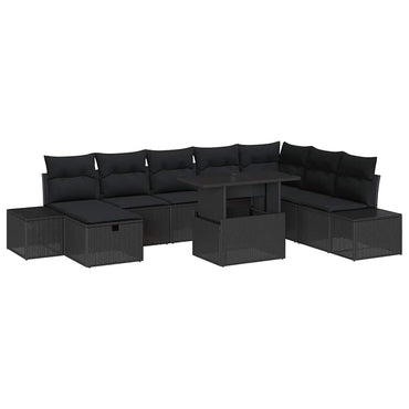 vidaXL Garten-Sofa-Set 11 pcs Schwarz Poly Rattan