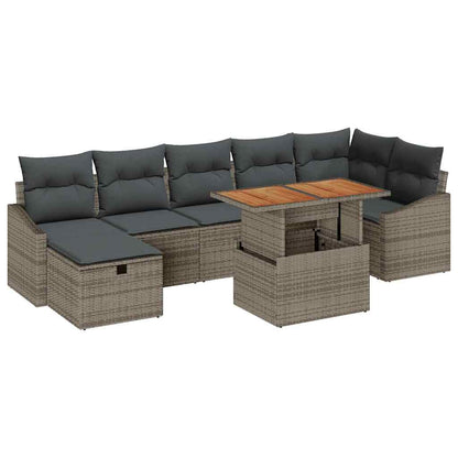 vidaXL Gartensofa-set mit Kissen mit Speicher 8 pcs Grau Poly-Rattan