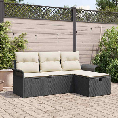 Gartensofa-set mit Kissen mit Speicher 4 pcs Poly Rattan