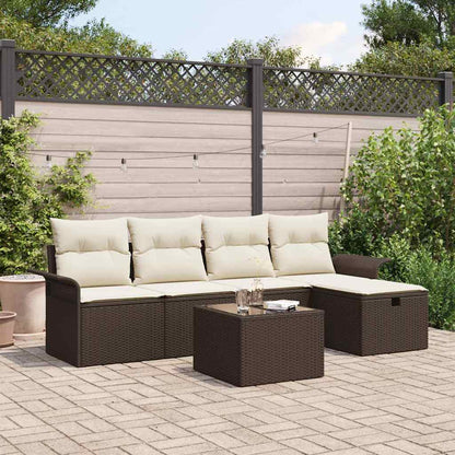 Garten-Sofa-Set mit Kissen mit Speicher 6 pcs Braun Poly Rattan