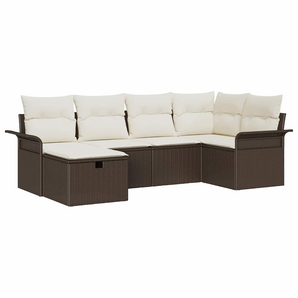 Gartensofa-set mit Kissen mit Speicher 6 pcs Poly Rattan