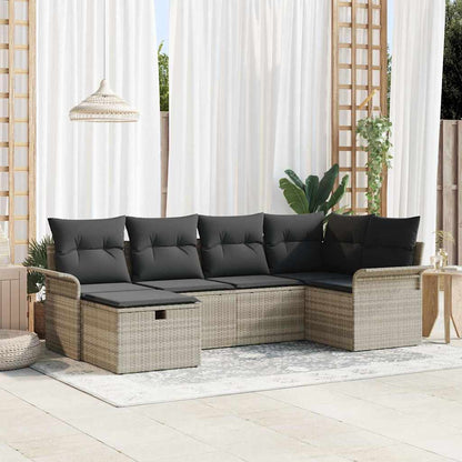 Gartensofa-set mit Kissen mit Speicher 6 pcs Poly Rattan