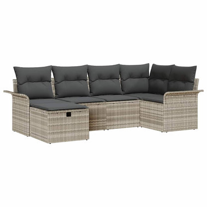 Gartensofa-set mit Kissen mit Speicher 6 pcs Poly Rattan