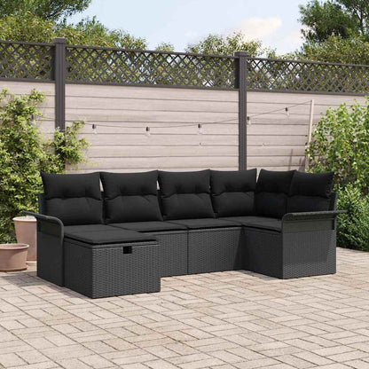 Gartensofa-set mit Kissen mit Speicher 6 pcs Poly Rattan