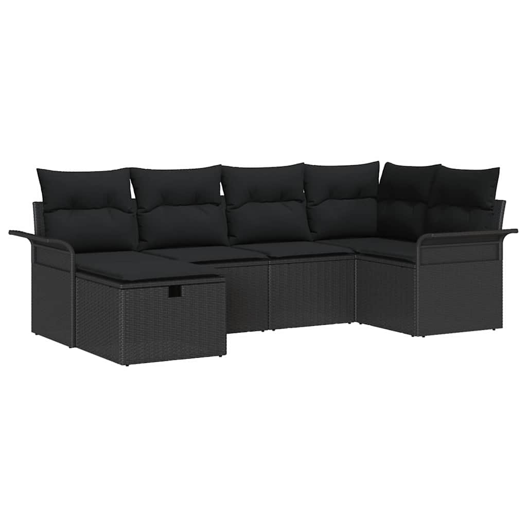 Gartensofa-set mit Kissen mit Speicher 6 pcs Poly Rattan