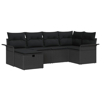 Gartensofa-set mit Kissen mit Speicher 6 pcs Poly Rattan