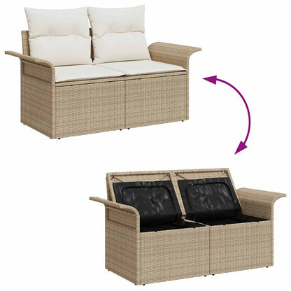 Gartensofa-set mit Kissen mit Speicher 7 pcs Poly Rattan