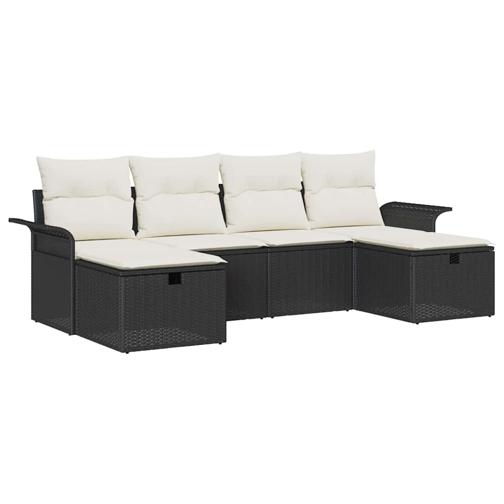 Gartensofa-set mit Kissen mit Speicher 6 pcs Poly Rattan