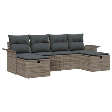 vidaXL Salon de jardin avec coussins et espace de rangement 6 pcs Gris Résine tressée
