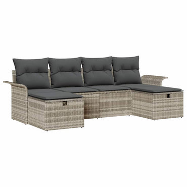 vidaXL Garten-Sofa-Set mit Kissen 6 pcs Hellgrau Poly Rattan