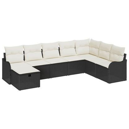 Garten-Sofa-Set mit Kissen 8 pcs Schwarz Poly Rattan