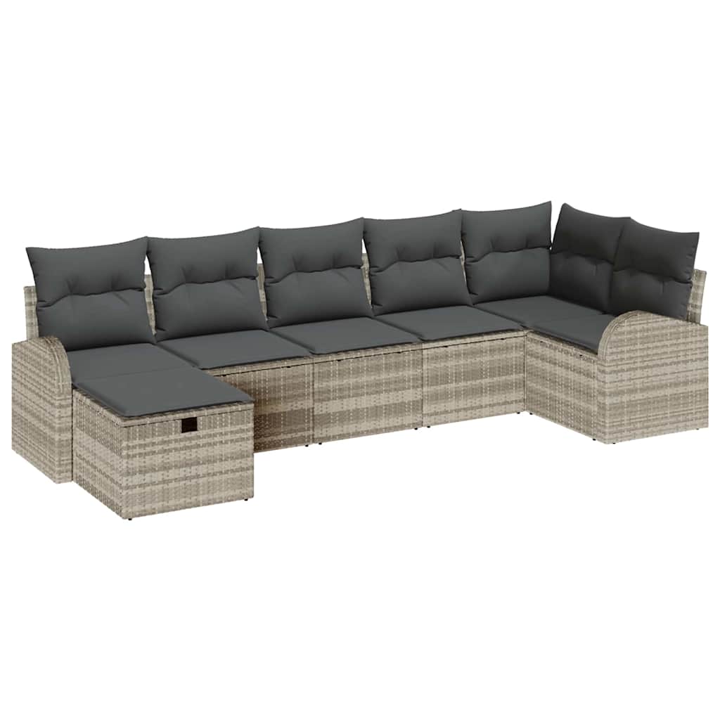 vidaXL Gartensofa-set mit Kissen 7 pcs Hellgrau Poly-Rattan