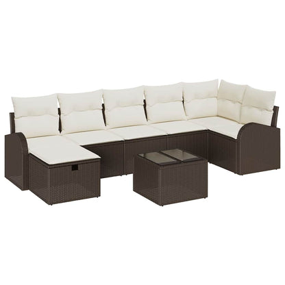 Garten-Sofa-Set mit Kissen mit Speicher 8 pcs Braun Poly Rattan
