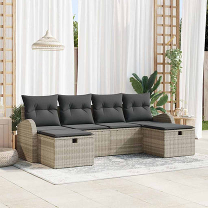 vidaXL Gartensofa-set mit Kissen 6 pcs Hellgrau Poly-Rattan