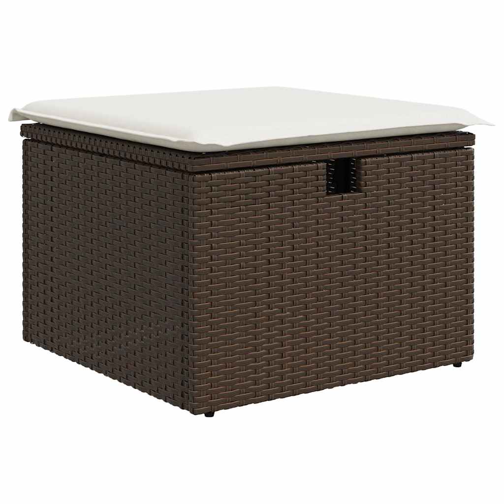 vidaXL Garten-Sofa-Set mit Kissen mit Speicher 6 pcs Braun Poly Rattan