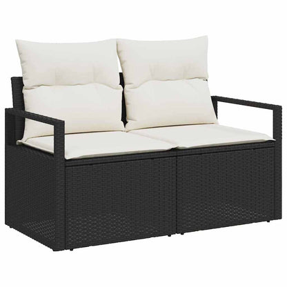 Gartensofa-set mit Kissen 6 pcs Schwarz Poly-Rattan