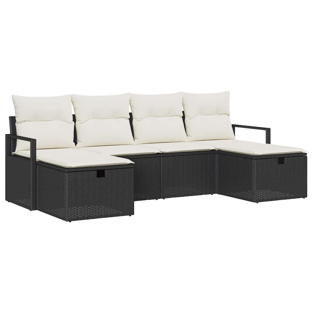 Sofa Set mit Kissen 5 pcs Poly-Rattan