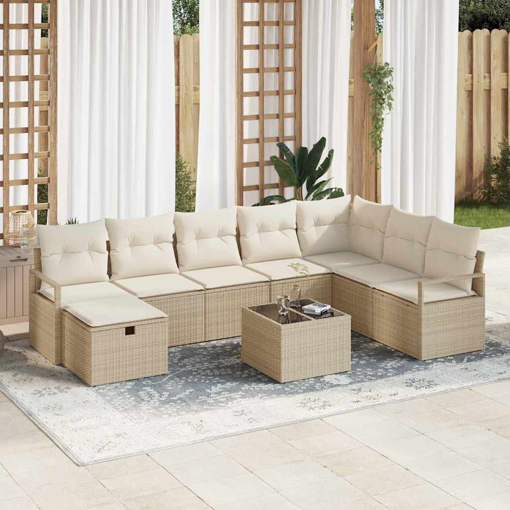 Sofa Set mit Kissen 5 pcs Poly-Rattan