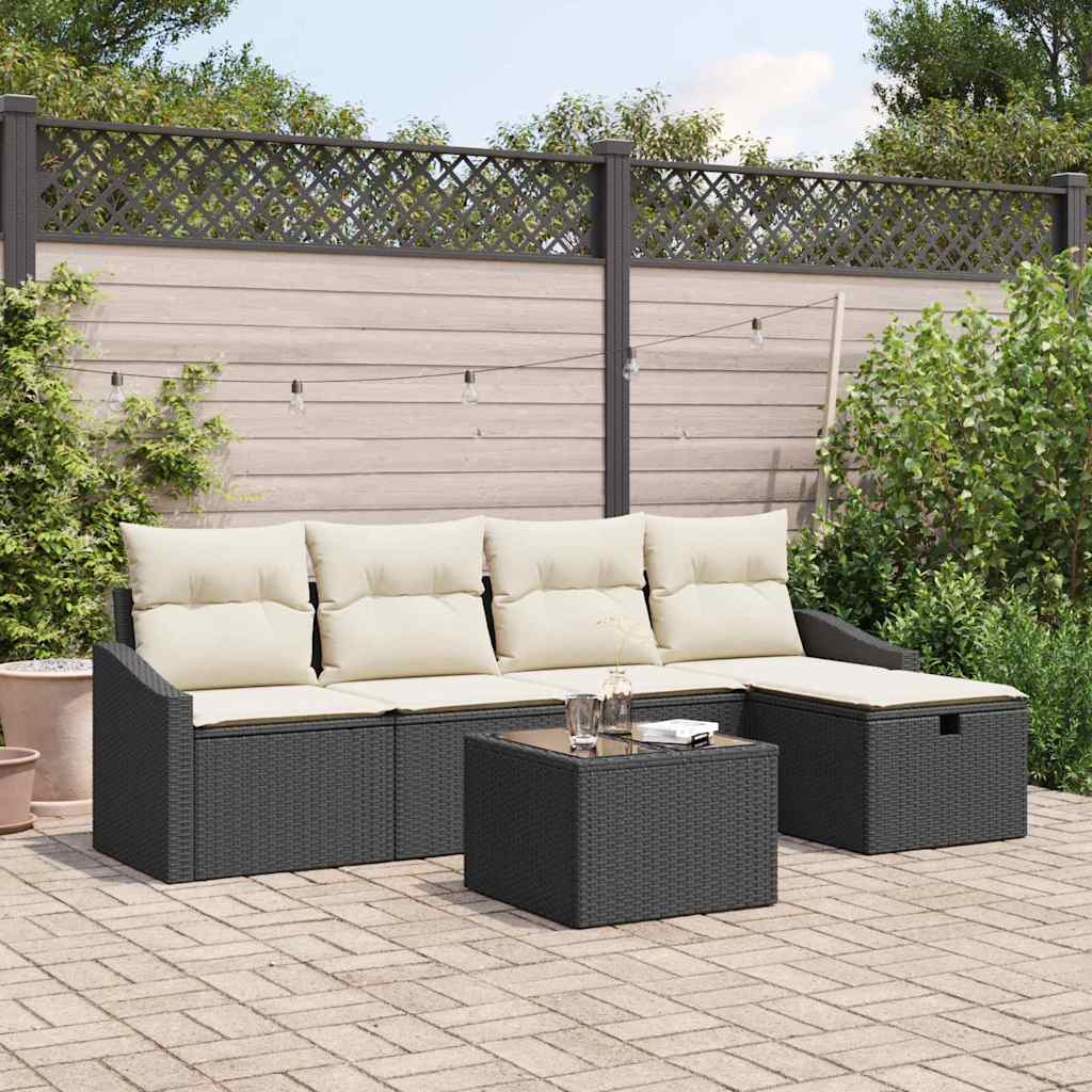 Sofa Set mit Kissen 5 pcs Poly-Rattan