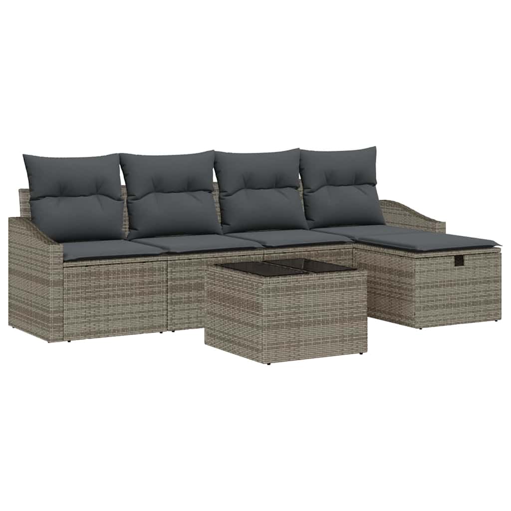 Sofa Set mit Kissen 5 pcs Poly-Rattan