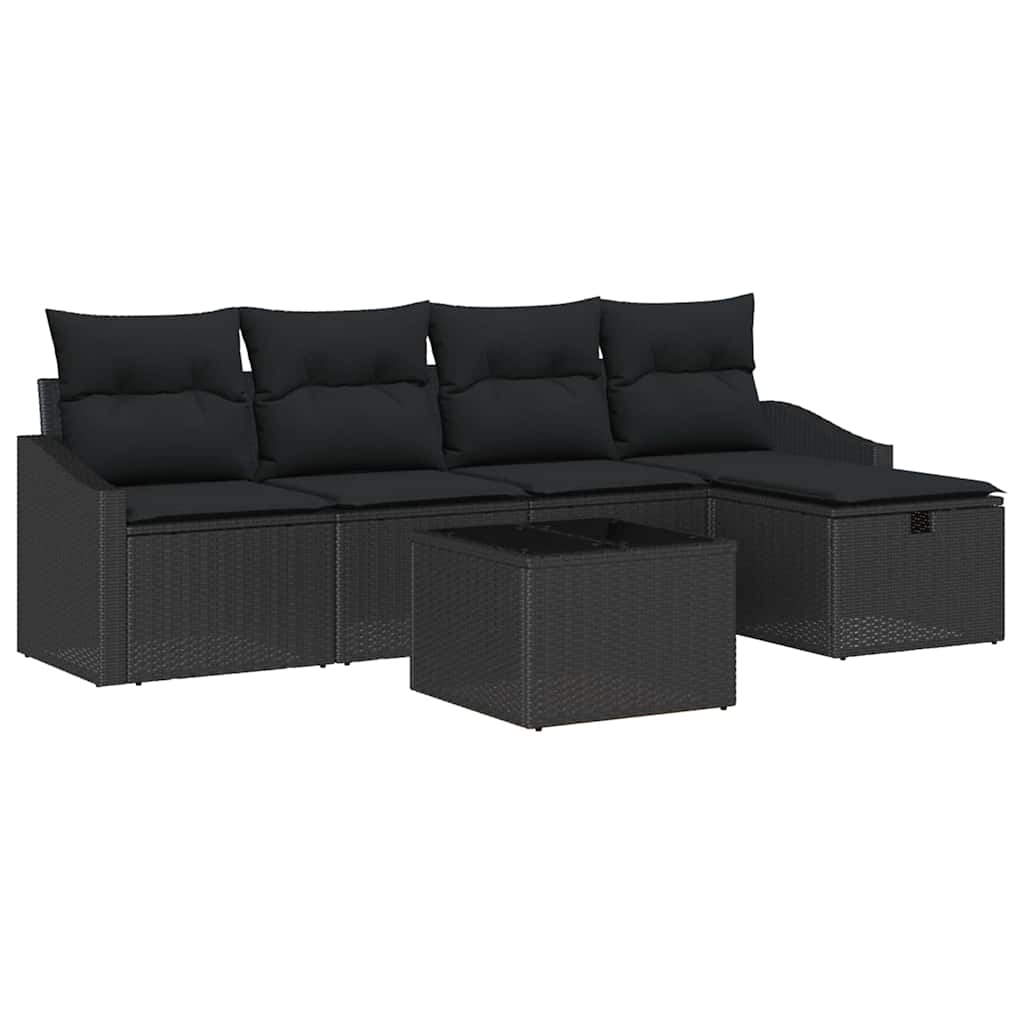 Sofa Set mit Kissen 6 pcs Poly-Rattan