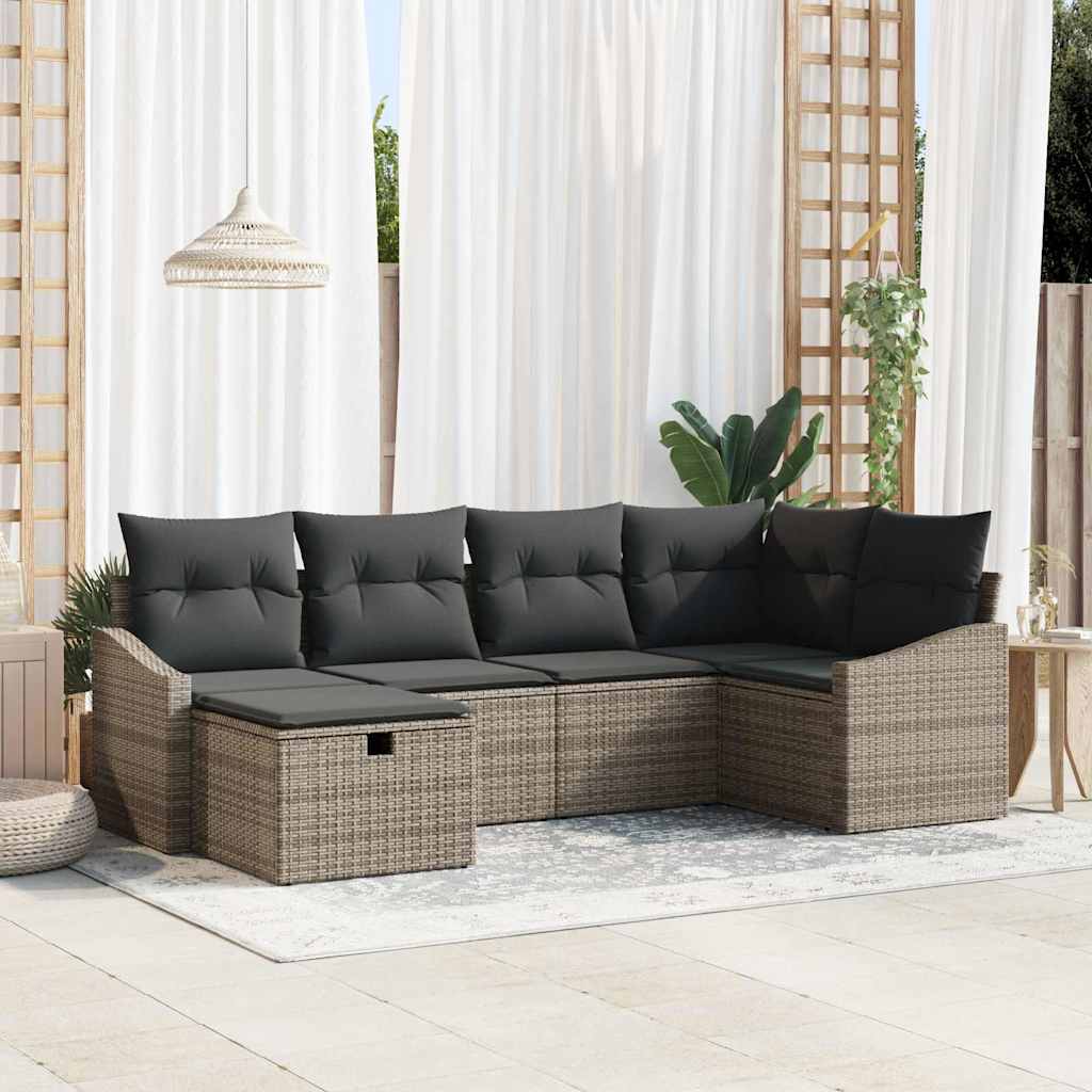 Sofa Set mit Kissen 7 pcs Poly-Rattan