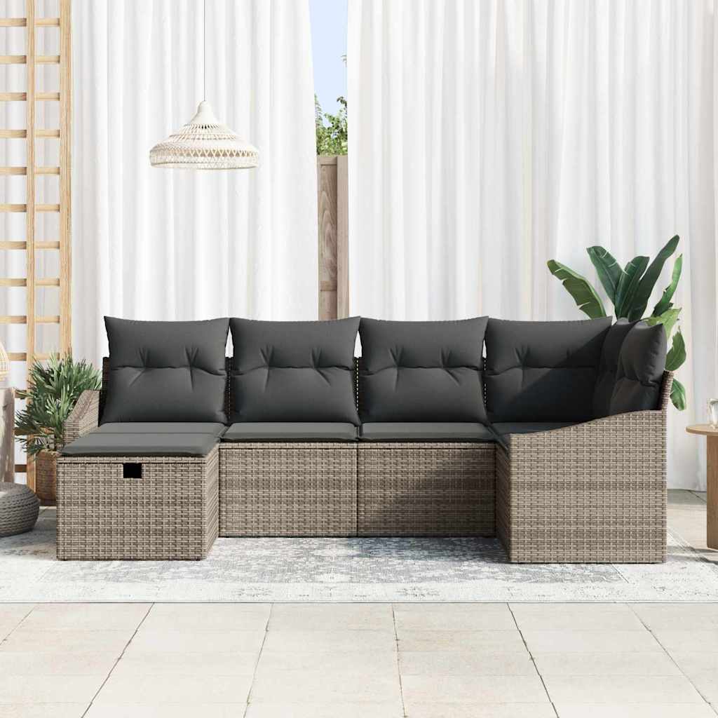 Sofa Set mit Kissen 7 pcs Poly-Rattan