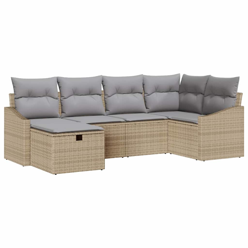 Sofa Set mit Kissen 6 pcs Poly-Rattan