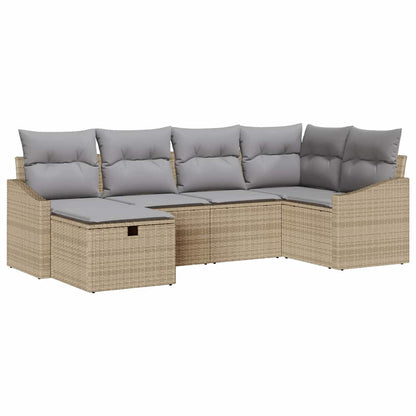 Sofa Set mit Kissen 6 pcs Poly-Rattan
