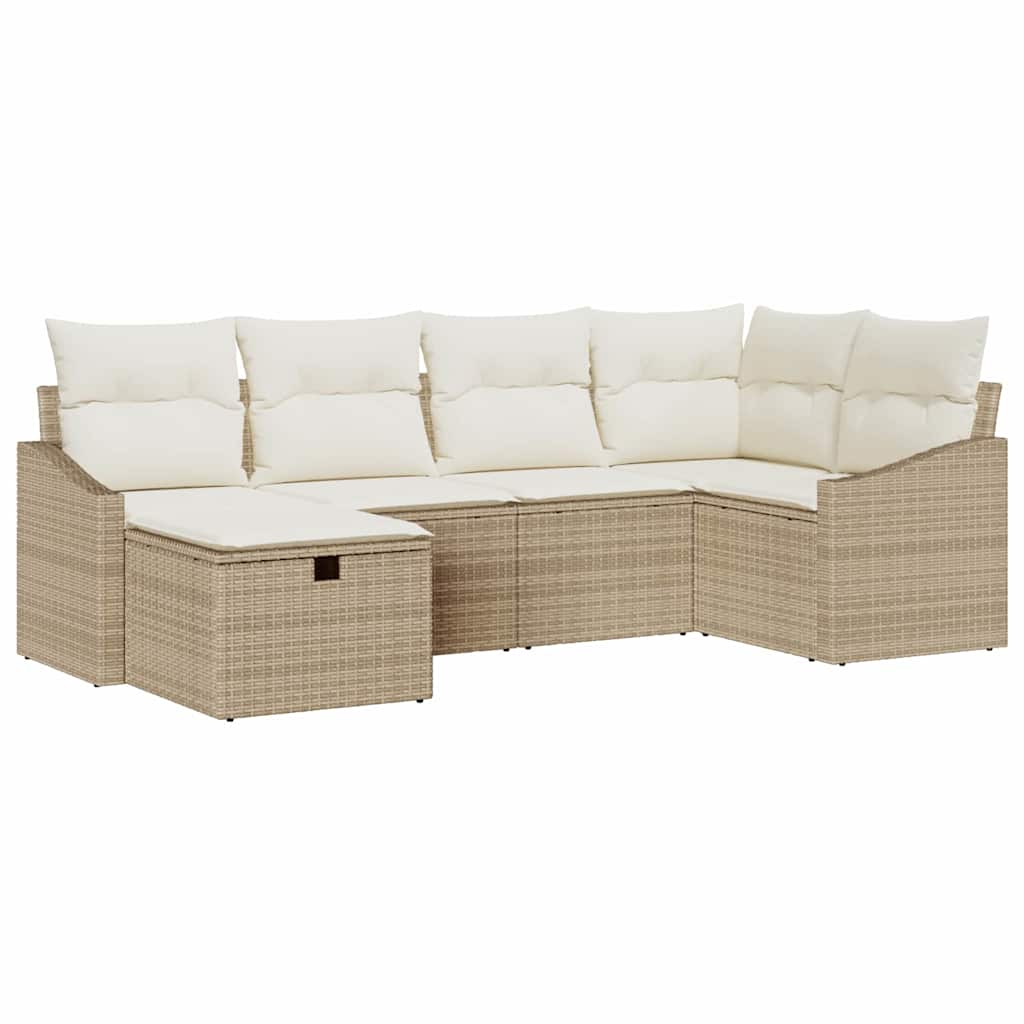 Sofa Set mit Kissen 7 pcs Poly-Rattan