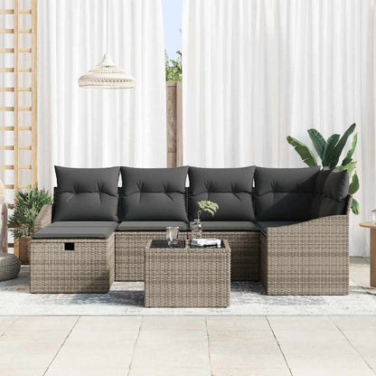 vidaXL Ensemble de canapés avec coussins 7 pcs Poly-rotin