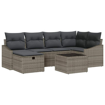 vidaXL Ensemble de canapés avec coussins 7 pcs Poly-rotin